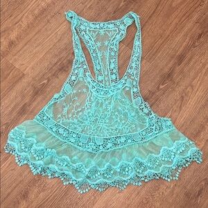 Lace Aqua Tank Top | Cover Up | Crocheted Top | Oversized